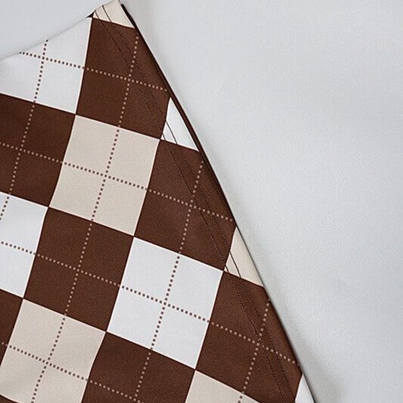 Womens Matching Set Outfit Tank Skirt Mini Size XS Brown Ivory Diamond Stretch - Picture 15 of 16